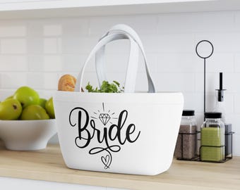 Bride Lunch Bag - White Tote for Work, School, Picnics, Eco-Friendly Lunch Organizer, Trendy Carrier, Gift Idea