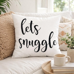 Cojín Let's Snuggle - Cojín blanco decorativo, decoración acogedora para el hogar