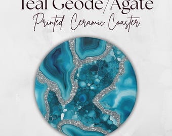 Elegante posavasos de cerámica de ágata azul. Decoración elegante para el hogar, regalo para el hogar, posavasos únicos para bebidas, accesorios de mesa.