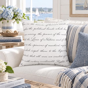 Declaration of Independence Text Pillow |  Patriotic Square Polyester Throw
