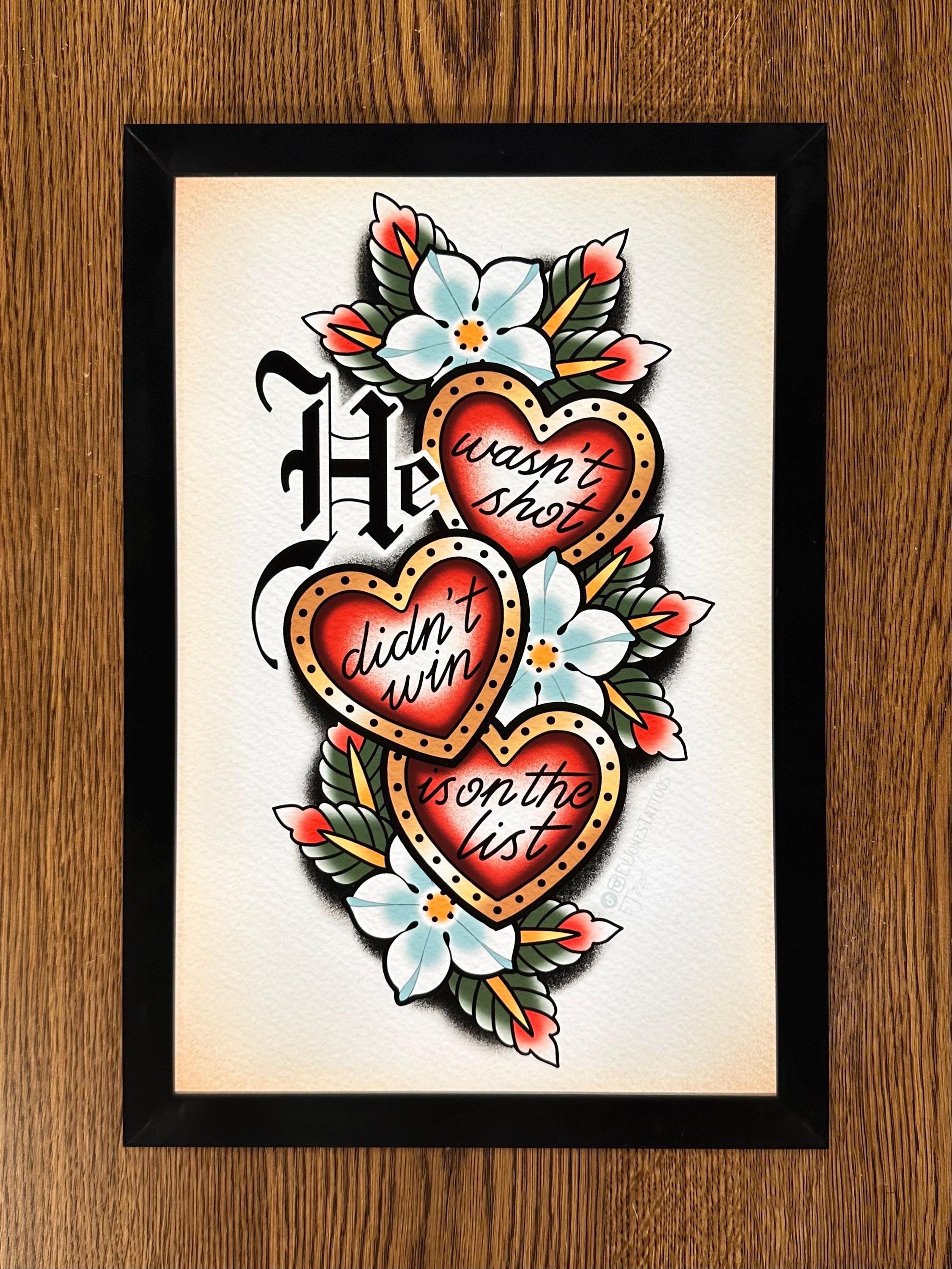 F.D.T. Traditional Tattoo Heart Flash Print – Dark Humor Art – Neo