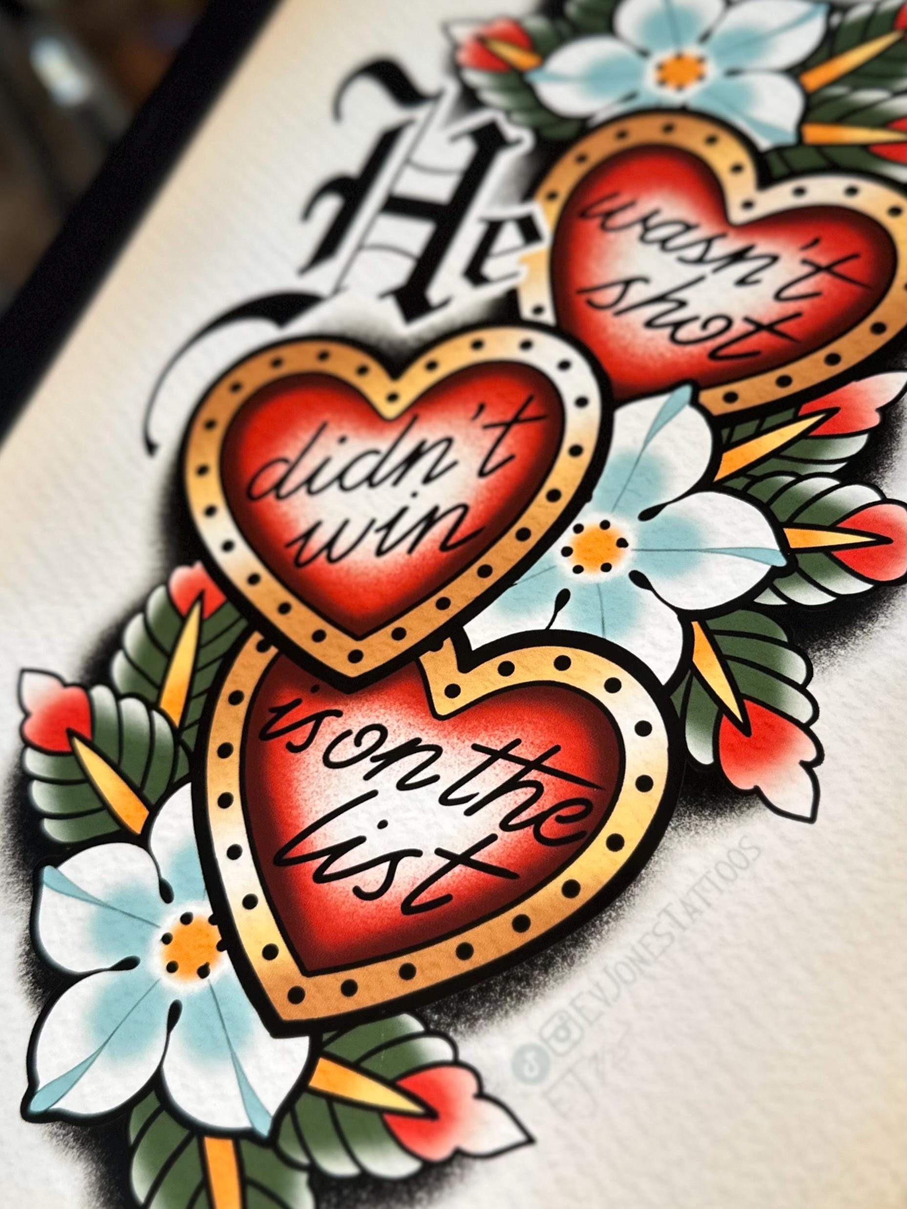 F.D.T. Traditional Tattoo Heart Flash Print – Dark Humor Art – Neo