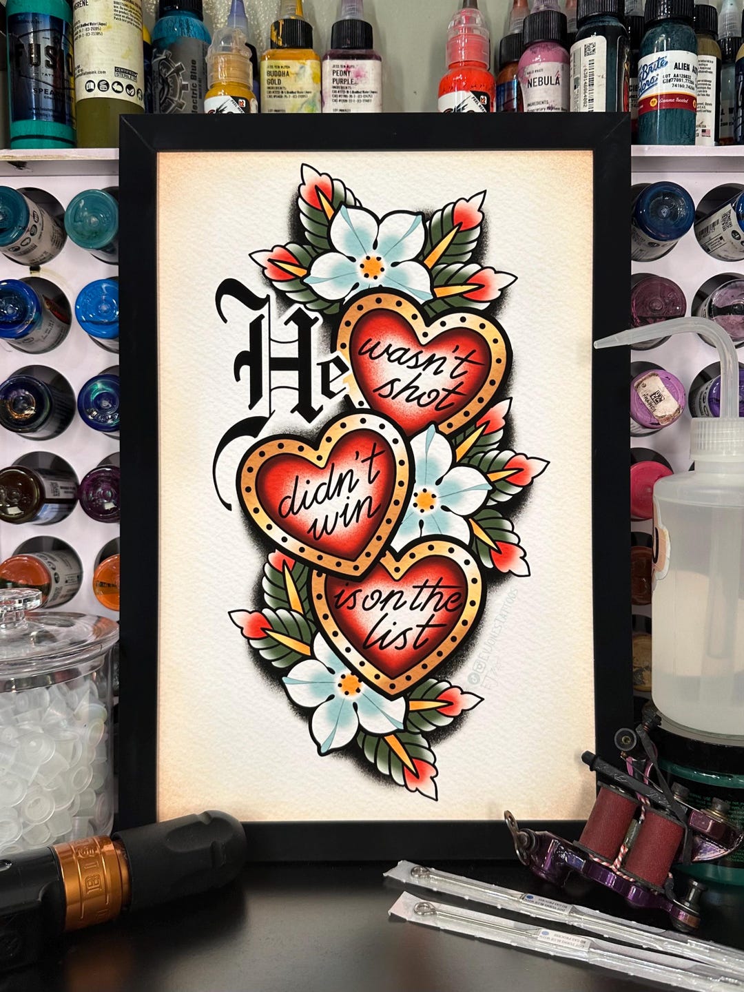 F.D.T. Traditional Tattoo Heart Flash Print – Dark Humor Art – Neo