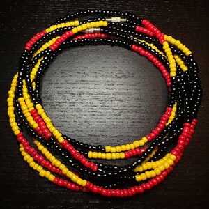 Cuentas de cintura de bandera ugandesa / Cuentas de cintura africanas / Joyería corporal / Cuentas de pérdida de peso