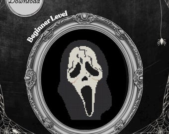 GhostFace Kreuzstichmuster PDF | Horrorfilm Bösewicht | Halloween-Digitaler Download.