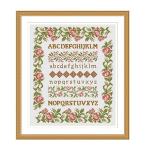 Alphabet Sampler Cross Stitch Pattern Roses Flowers Letters - Etsy