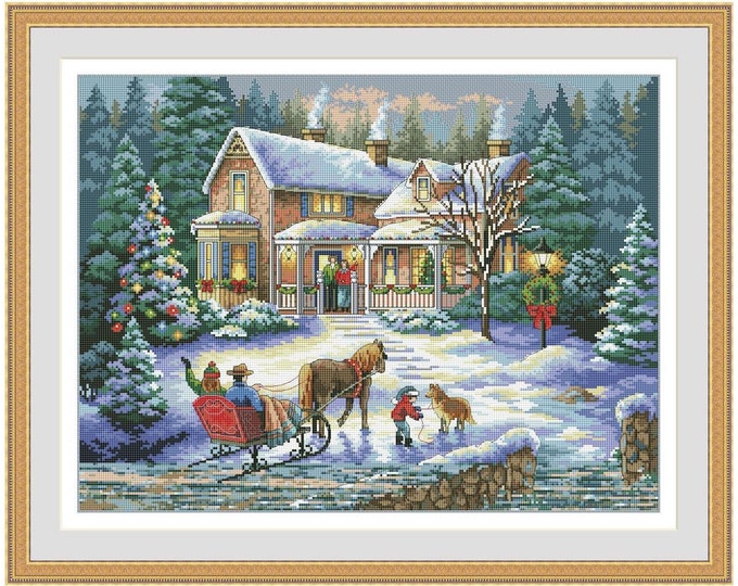 Christmas House Cross Stitch Pattern Village Cottage Digital Etsy