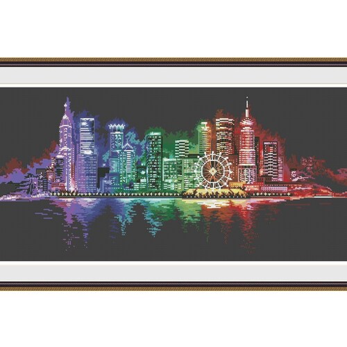 SKYLINE Cross Stitch Pattern PDF Chicago Art Embroidery Chart - Etsy