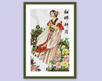 geisha girl cross stitch kit