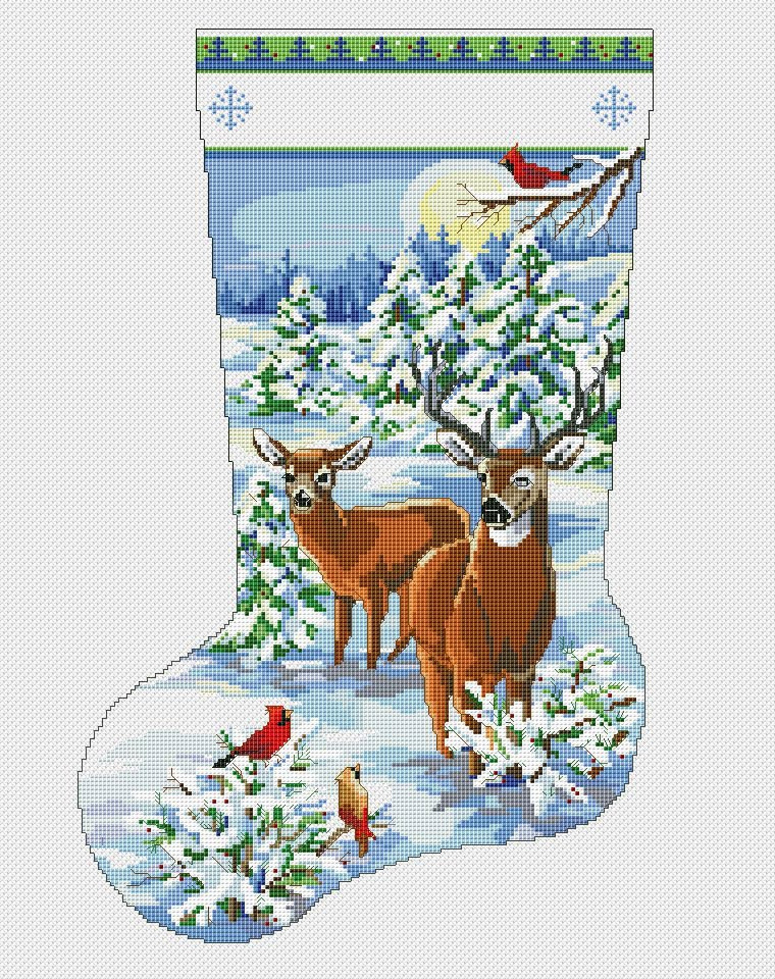 Christmas Stocking Cross Stitch Pattern Deer Digital Instant Etsy