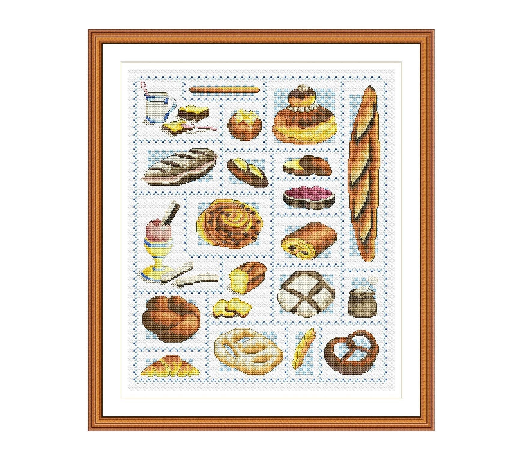 Kitchen Sampler Cross Stitch Pattern Food Digital DIY Instant Etsy