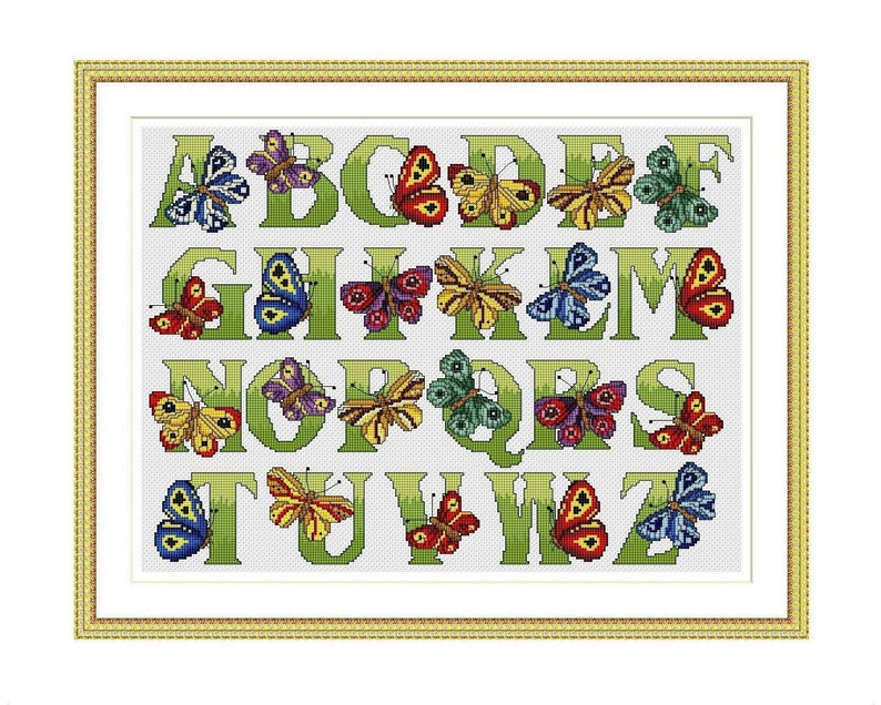 Alphabet Sampler Cross Stitch Pattern Letters Butterflies Digital Instant Download Pdf Needlepoint Pattern Embroidery Chart Dmc X Stitch Kits How To Weaving Tapestry Efp Osteology Org