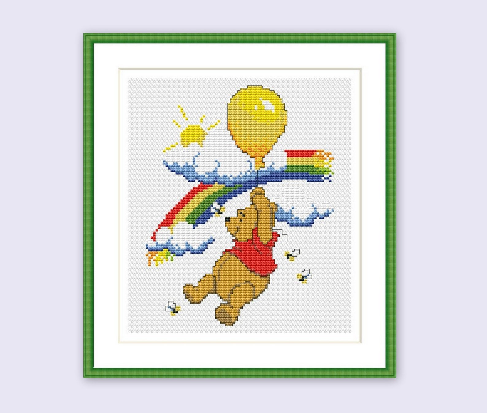 Winnie the Pooh Cross Stitch Pattern Baby Boy Rainbow Digital Etsy