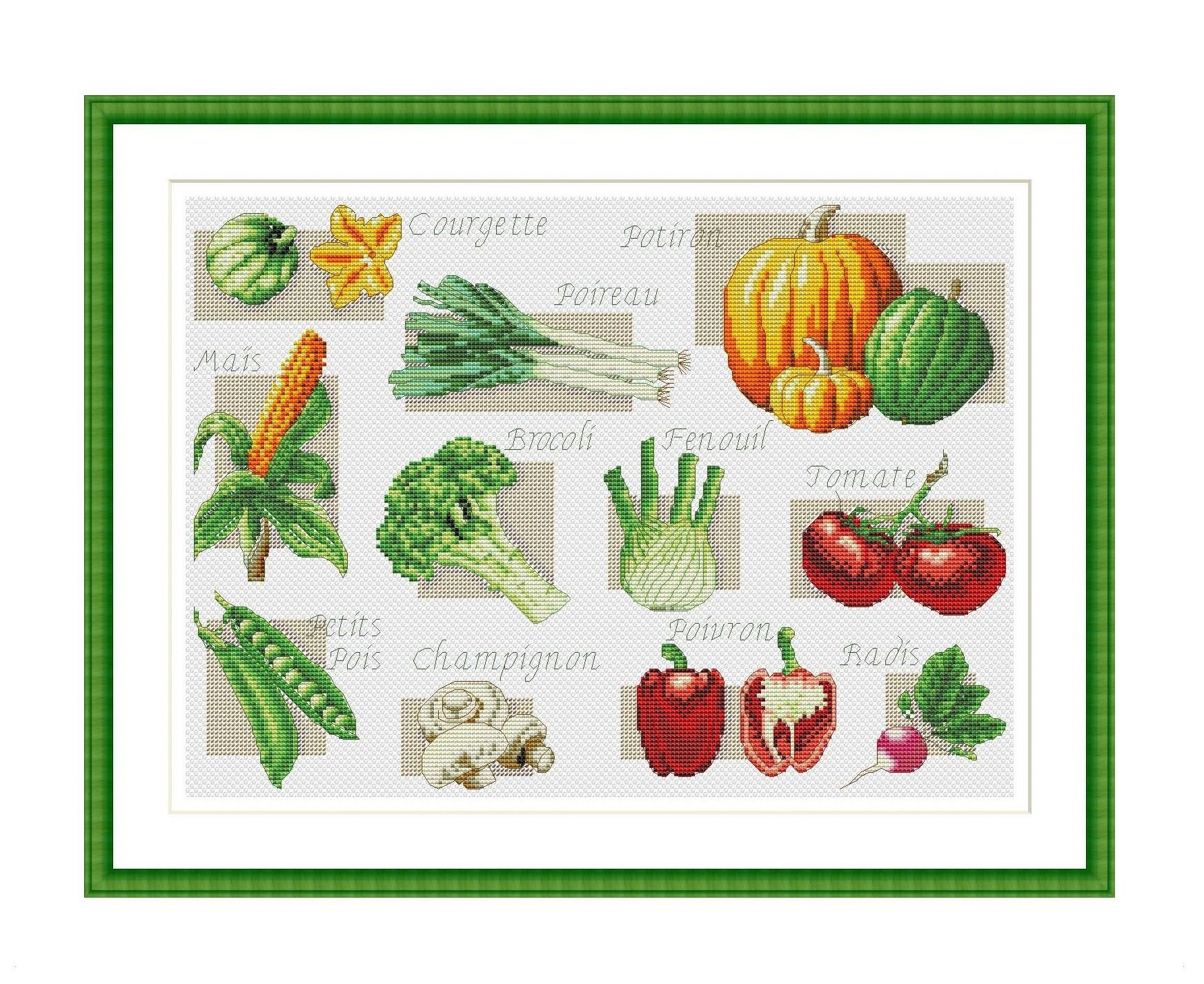 Vegetable Sampler Cross Stitch Pattern Kitchen Digital Instant Etsy