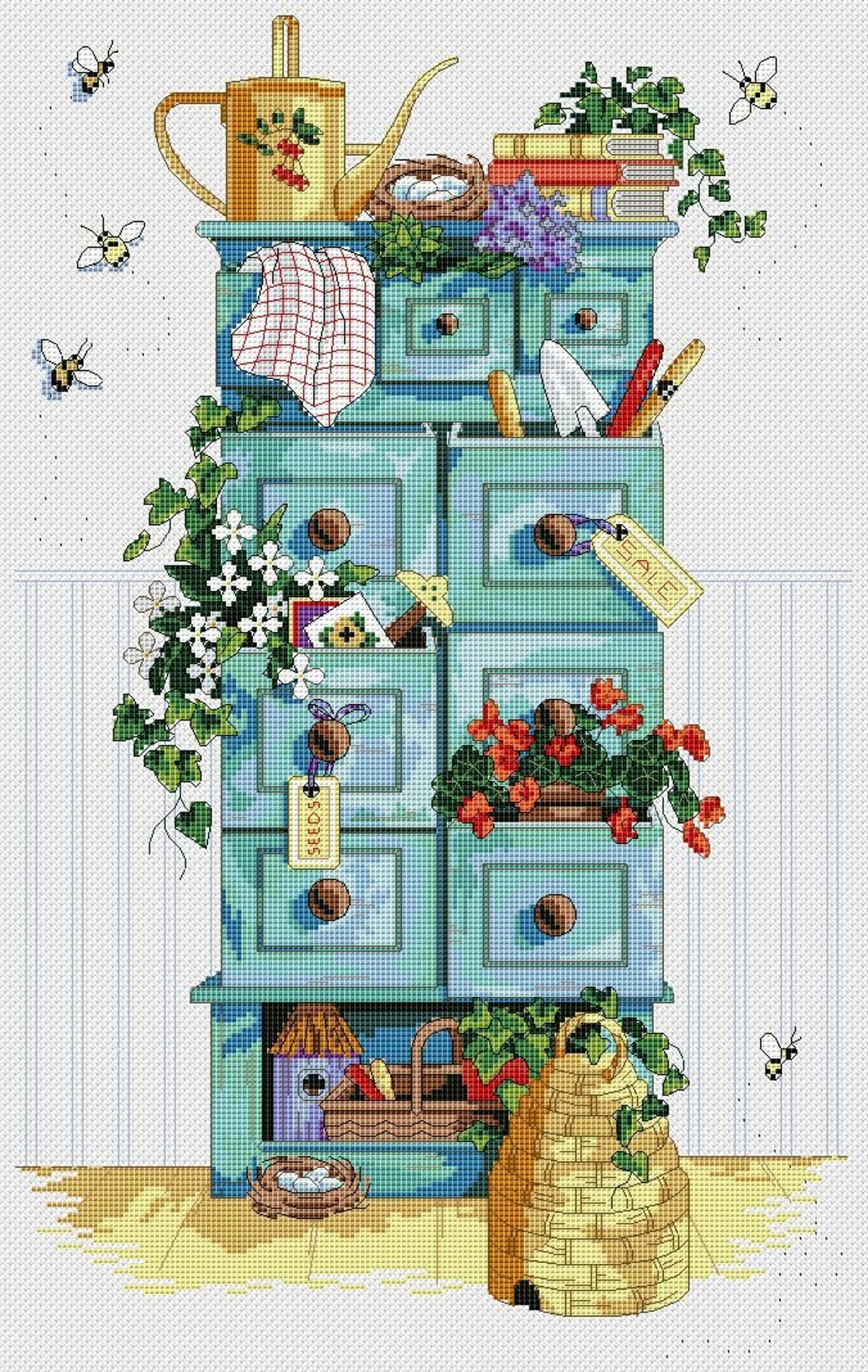Gardening Chest Cross Stitch Pattern Summer Gardener Digital - Etsy
