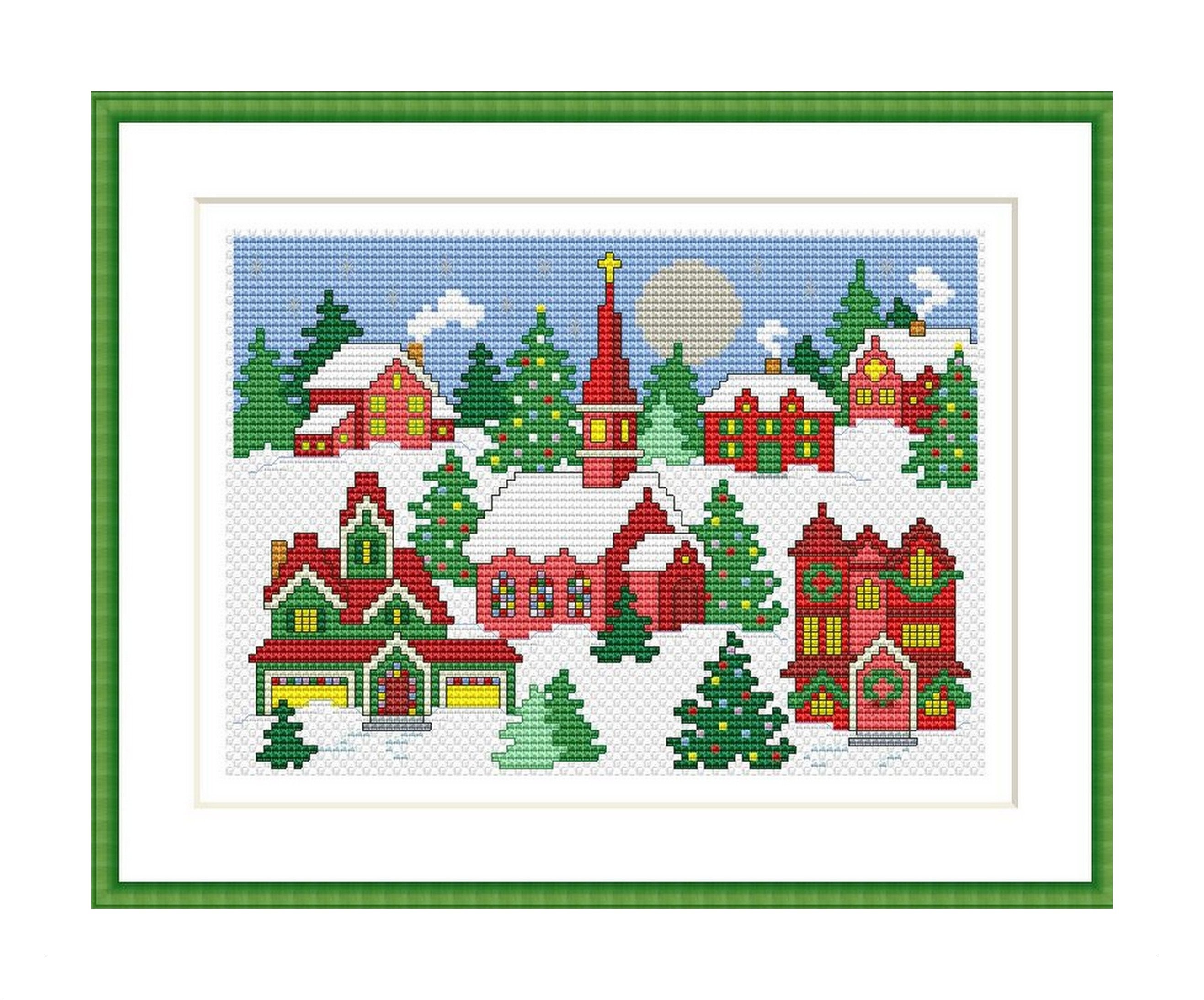 Christmas Houses Cross Stitch Pattern Village Victorian Etsy