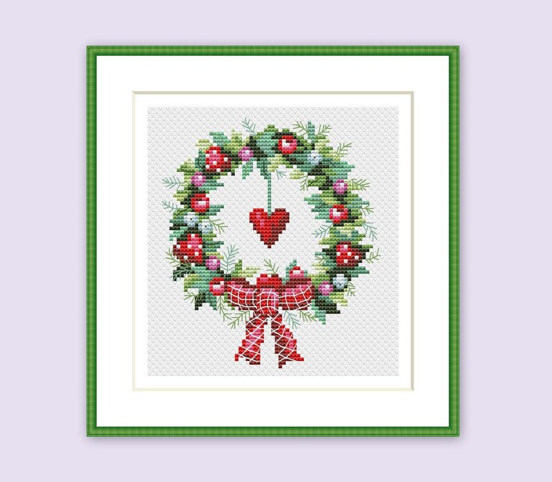 Christmas Ornament Cross Stitch Pattern PDF Christmas Wreath - Etsy