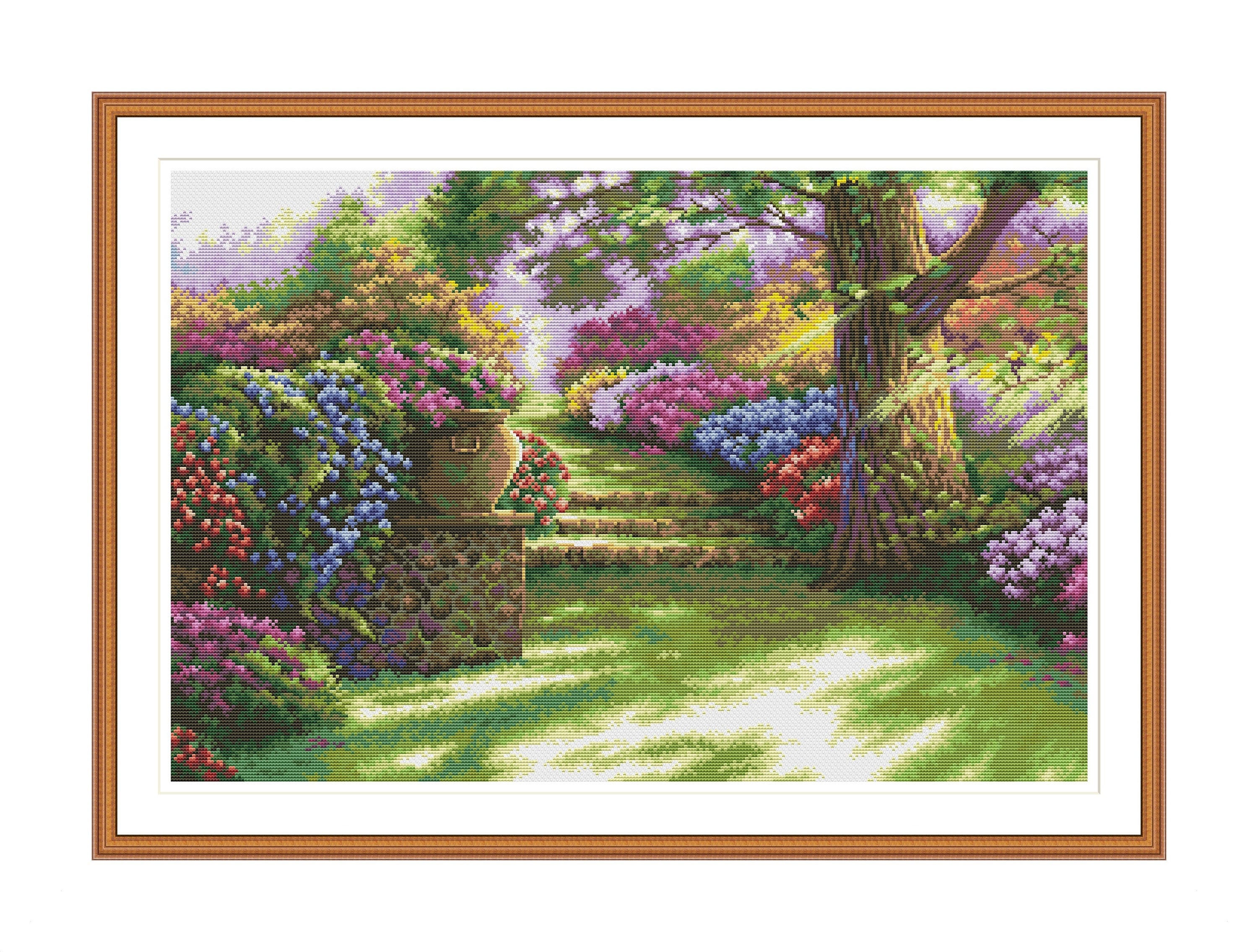 Landscape Cross Stitch Pattern Garden Cross Stitch Park - Etsy