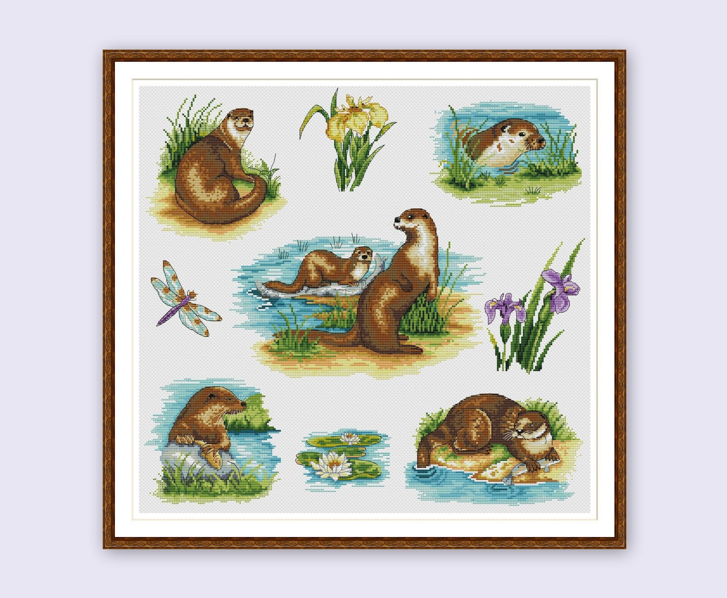 Otter Cross Stitch Pattern Animals Sampler Digital Instant | Etsy