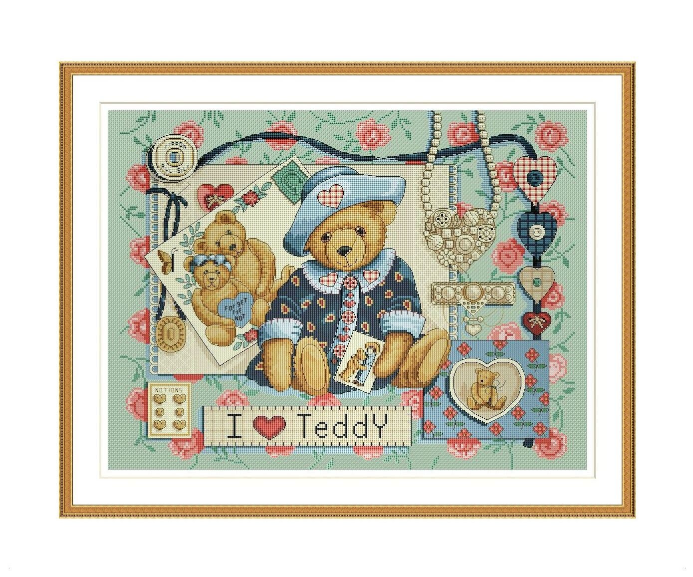 Teddy Bears Cross Stitch Pattern Vintage Kids Nursery Digital Etsy