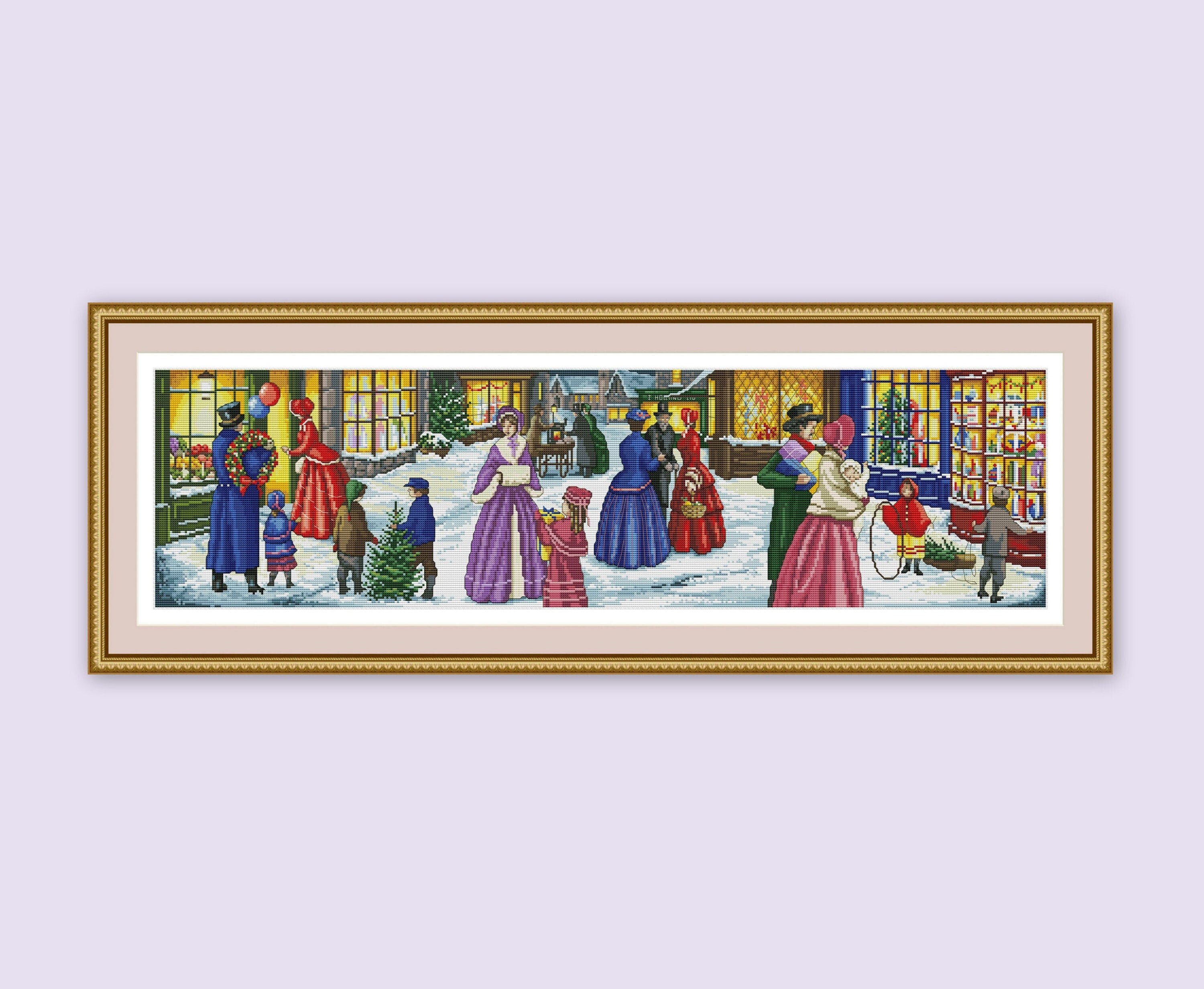 Victorian Christmas Cross Stitch Pattern City Street Digital Etsy