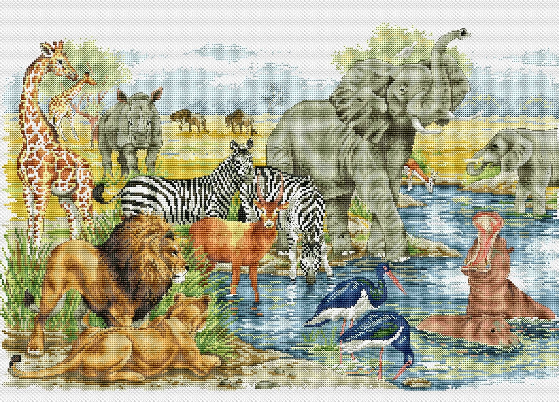 African Animals Cross Stitch Pattern Jungle Wild Digital Etsy