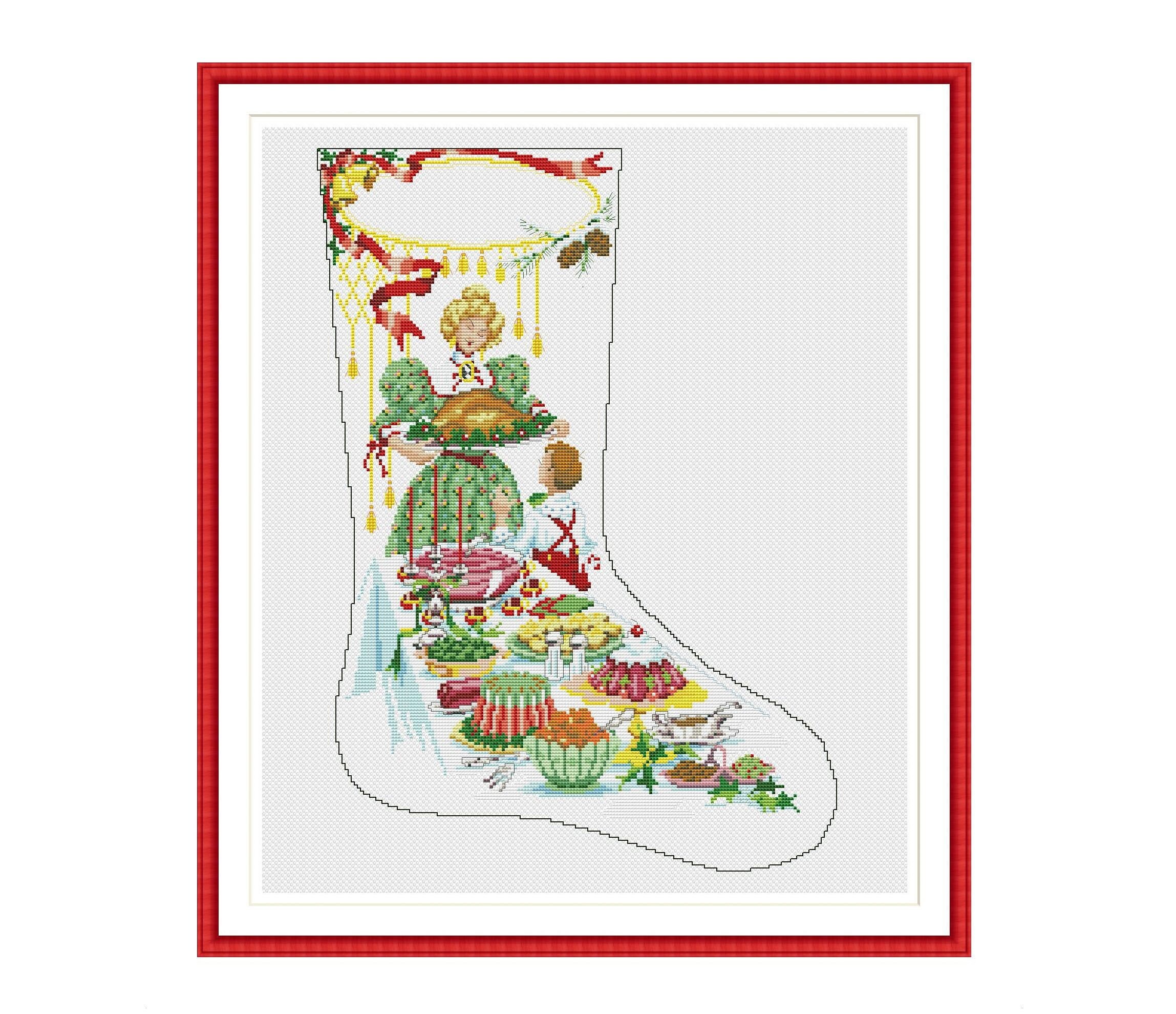 Victorian Christmas Stocking Cross Stitch Pattern Digital Etsy