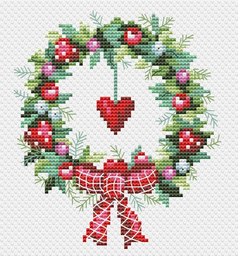 Christmas Ornament Cross Stitch Pattern PDF Christmas Wreath - Etsy