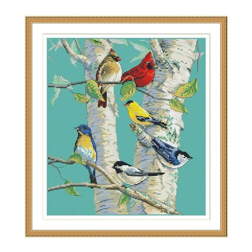Birds Cross Stitch Pattern Colorful Art DIY X-stitch Chart - Etsy