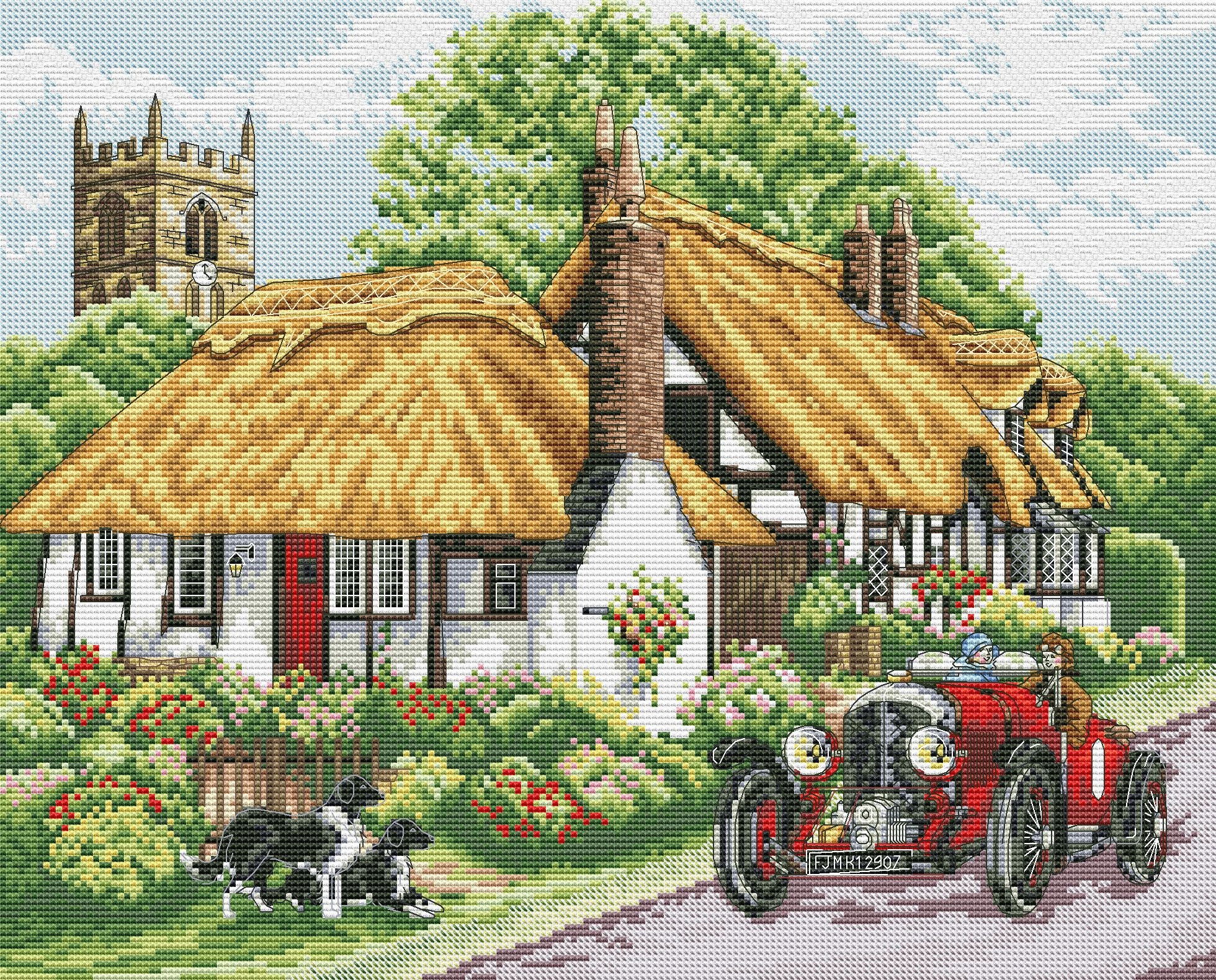 Houses Village Cross Stitch Pattern English Car Retro Digital Etsy