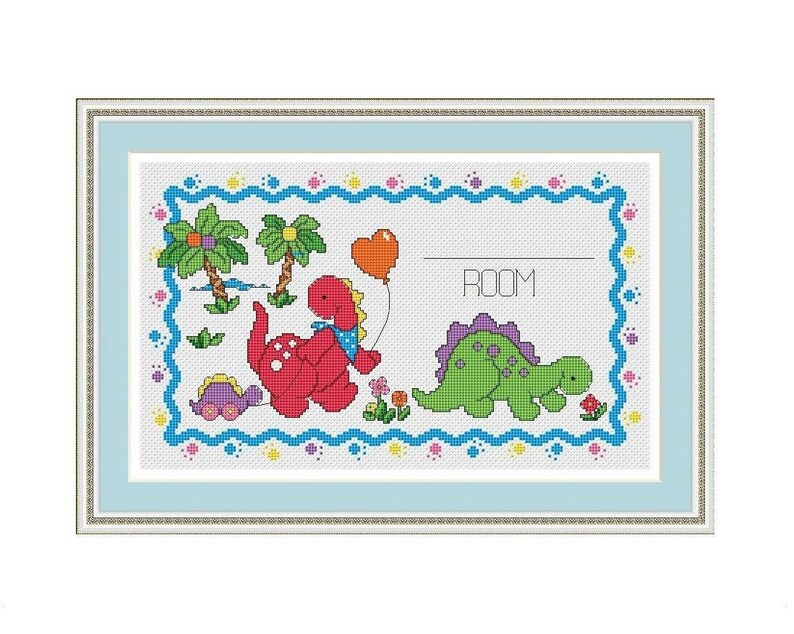 Baby Dinosaurs Cross Stitch Pattern Baby Announcement Boys Etsy