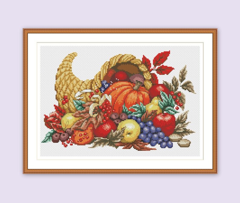 Harvest Autumn Cross Stitch Pattern Cornucopia Digital DIY Etsy Rug penny autumn felt pattern wool harvest embroidery patterns wallhanging templates needlework song thread coasters mug wall hanging wh visit