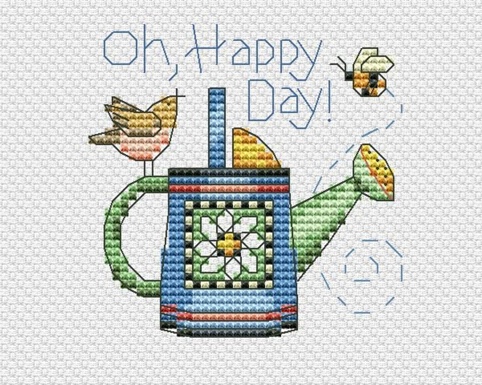 Watering Can Cross Stitch Pattern Small Miniature Digital Etsy