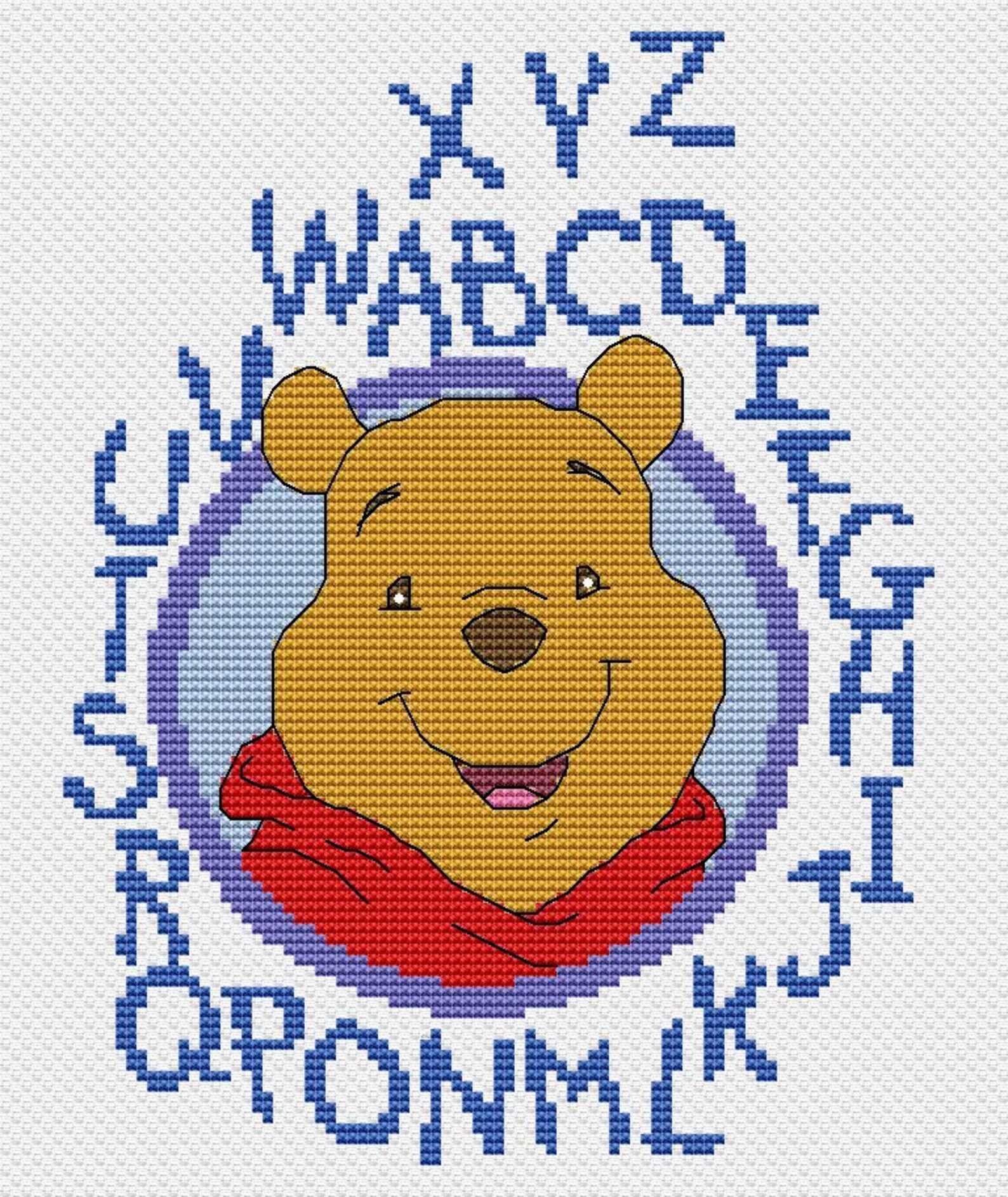 Winnie the Pooh Alphabet Cross Stitch Pattern Letters Digital - Etsy