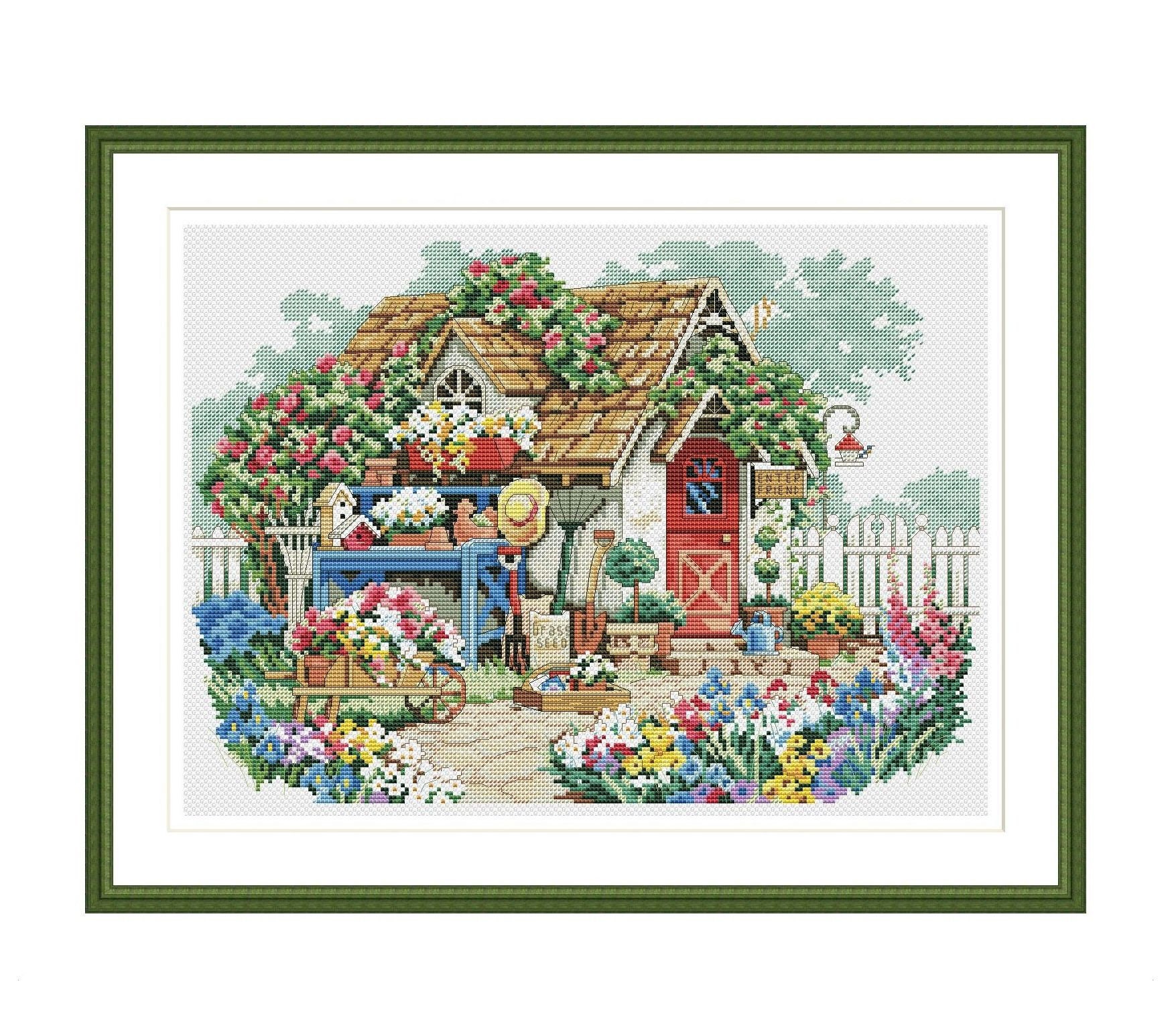 Garden Houses Cross Stitch Pattern Digital Instant Download - Etsy España