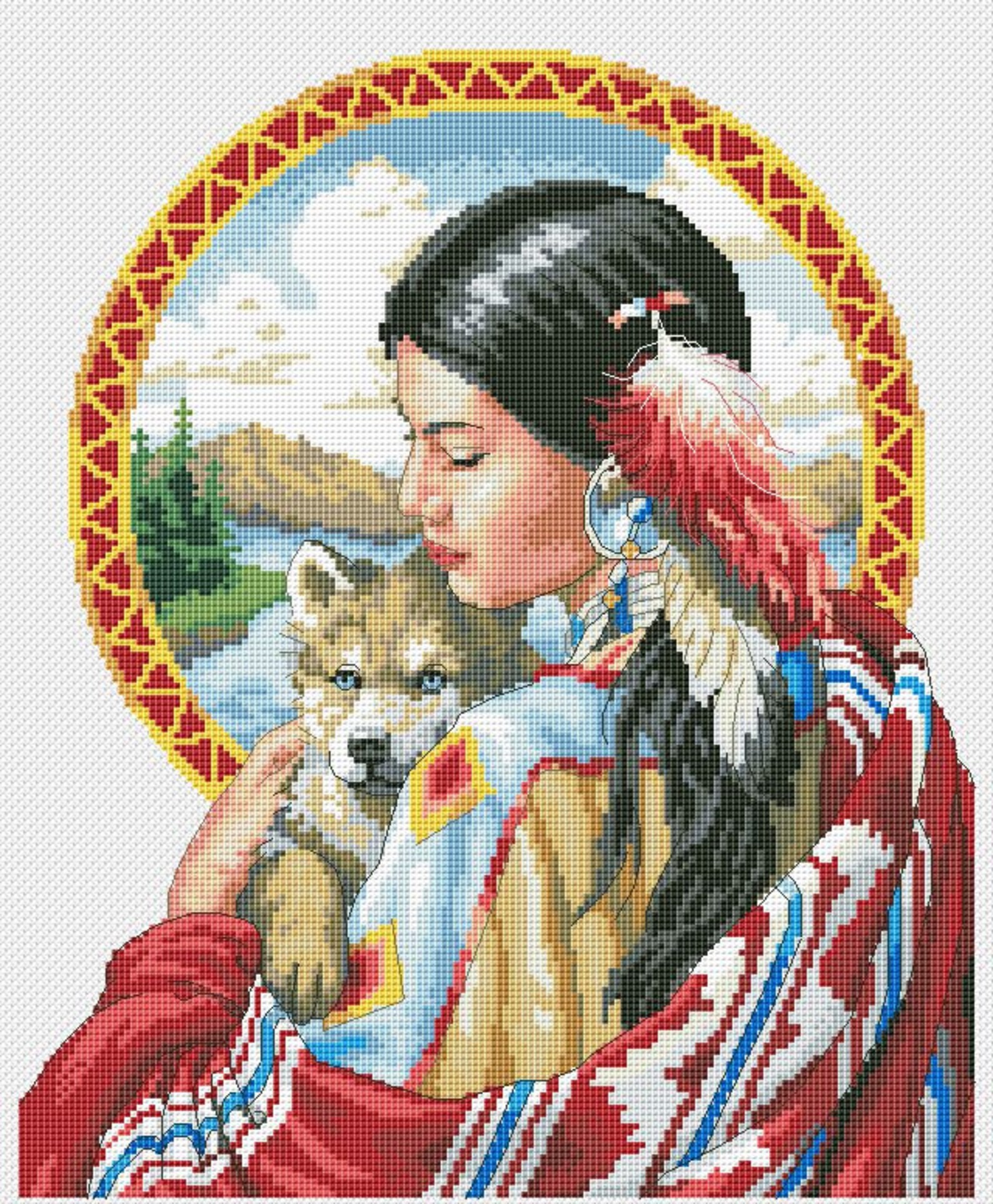 Indian Woman Cross Stitch Pattern Portrait Wolfling Digital Etsy