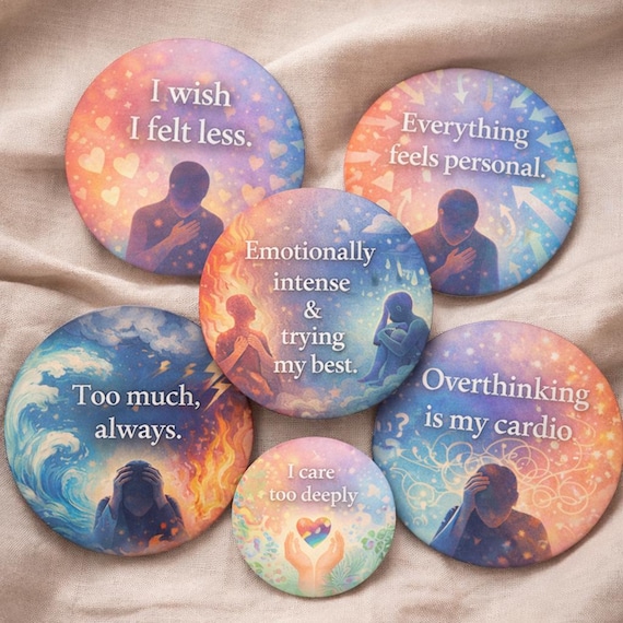 Mental Health Quote Badge | Emotional Support Pin | Anxiety Overthinking Gift (38mm/45mm)
