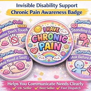 Chronic Pain Badge or Keyring Invisible Disability Hidden Disability Awareness Spoonie Gift Need a Seat Ask Before Helping