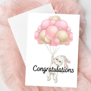 ¡Es una niña! Tarjeta de 12,7 x 18,8 cm - Interior en blanco - Recuerdo hecho a mano - Felicitaciones por baby shower