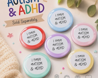 Autism ADHD Badge or Keyring | Neurodiversity Awareness Pin, Sizes Available