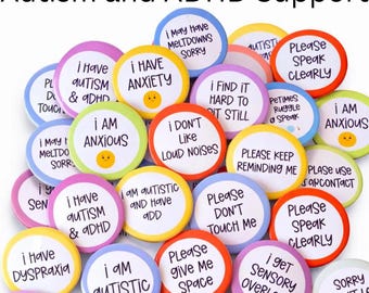 Autism ADHD Badge, Neurodivergent Pin, Hidden Disability Badge, AuDHD Autism Awareness, ADHD Pin or Keyring