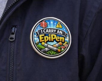 EpiPen Badge, Hidden Disability Medical Alert Pin, Allergy Awareness Support Clasp