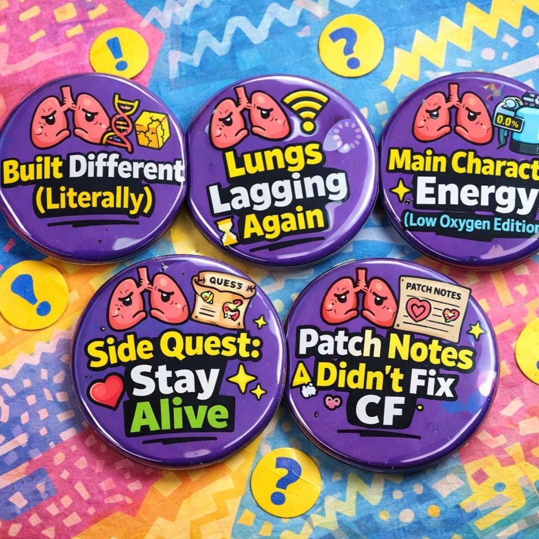 Cystic Fibrosis Badge, CF Awareness Meme, Chronic Illness Humor (38mm ...