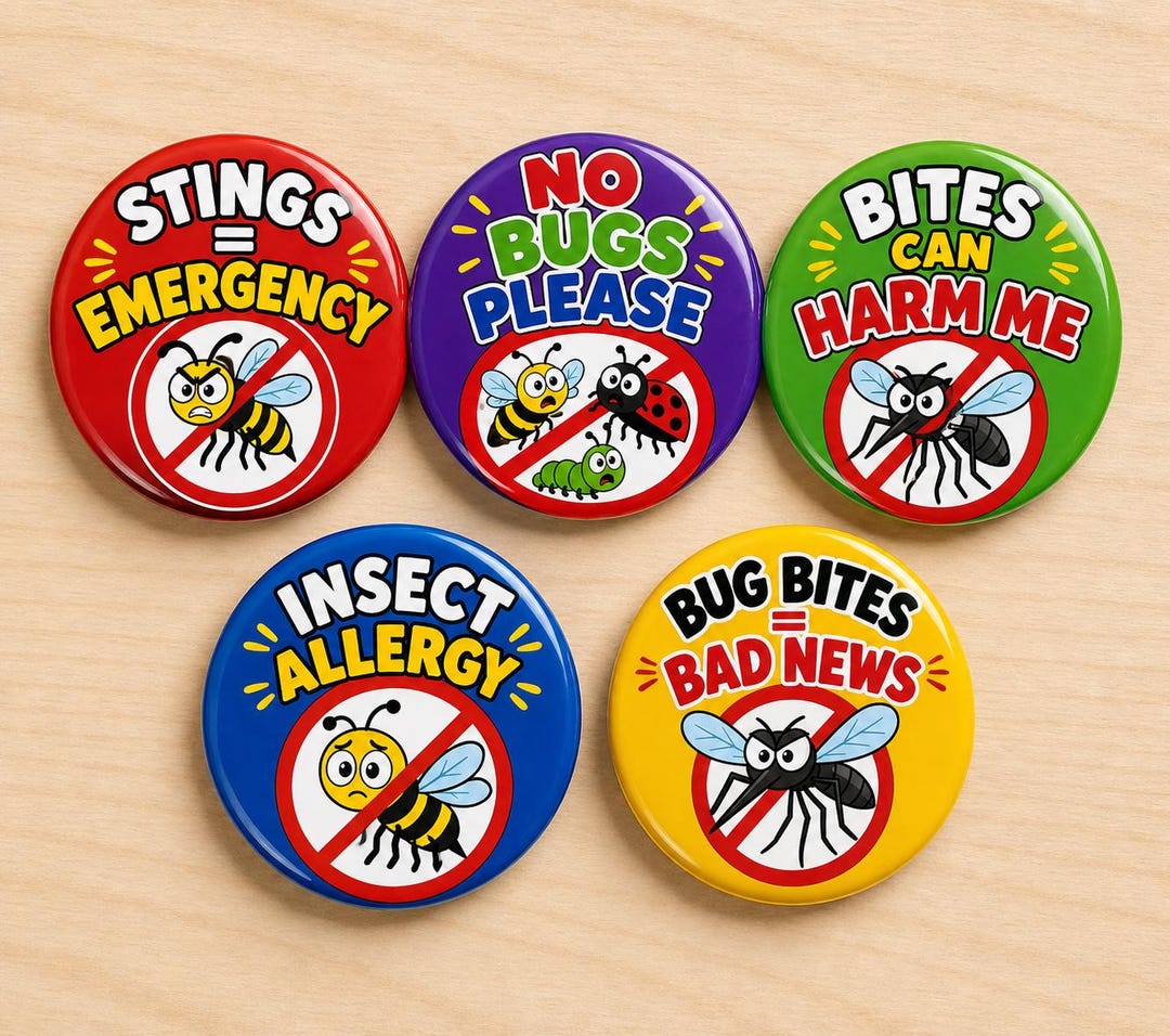 Insect Allergy Awareness Badge, Bug Warning Safety Alert, Kids Friendly ...