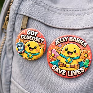 Diabetes Hypo Badge or Keyring – Funny T1D Glucose Awareness Gift –  38mm 45mm Pin Button