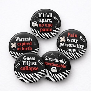 Ehlers Danlos Badge or Keyring, Chronic Illness Zebra Design, Spoonie Humour