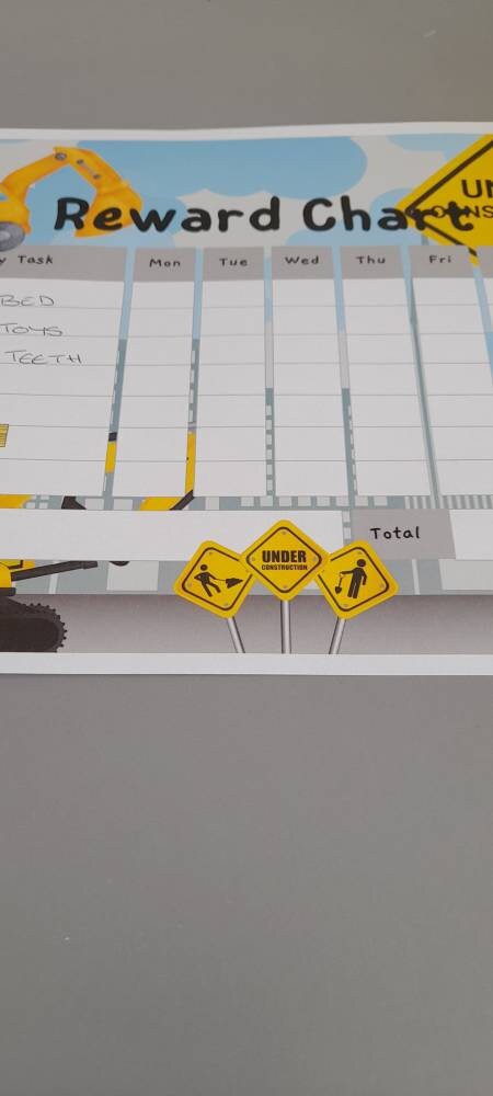 Printable Builders Reward Chart, Builders Kids Behaviour Chart, Instant ...