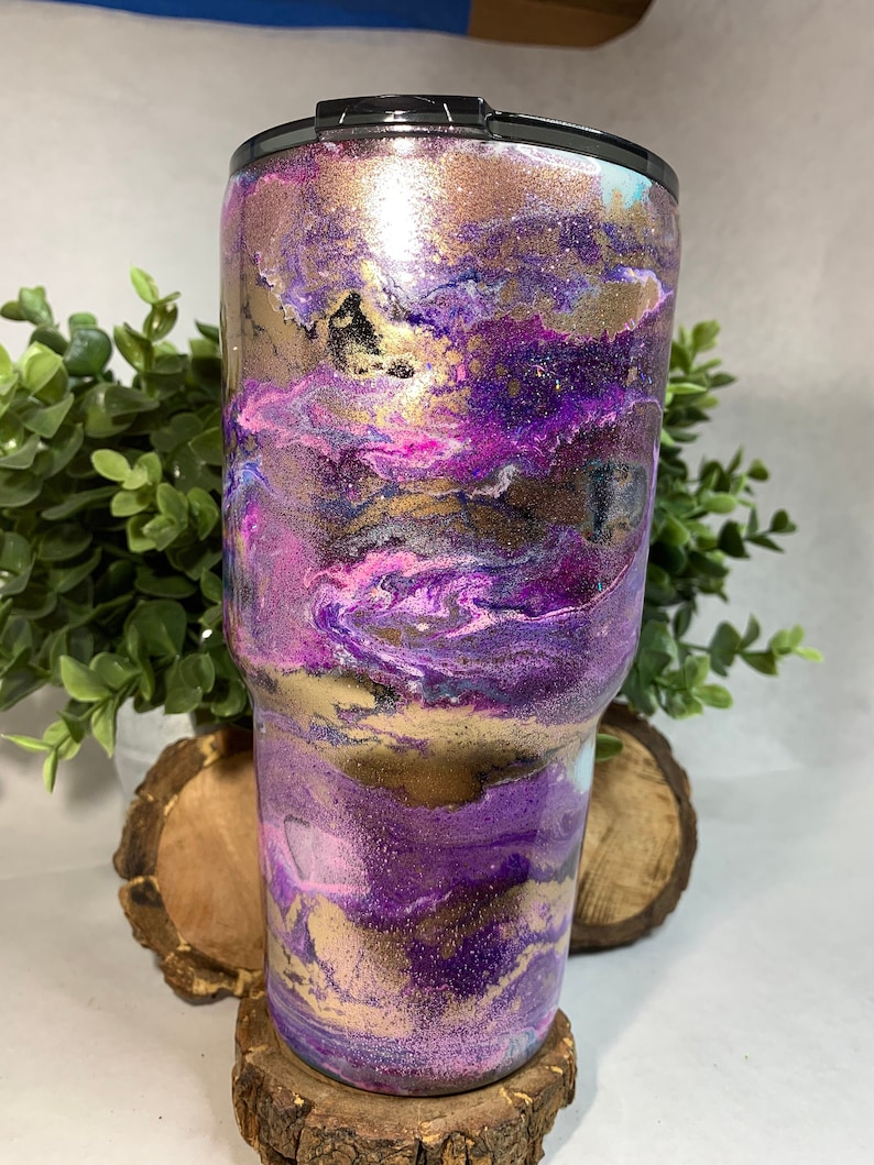 Glitter and Alcohol Ink Swirl Tumbler Etsy