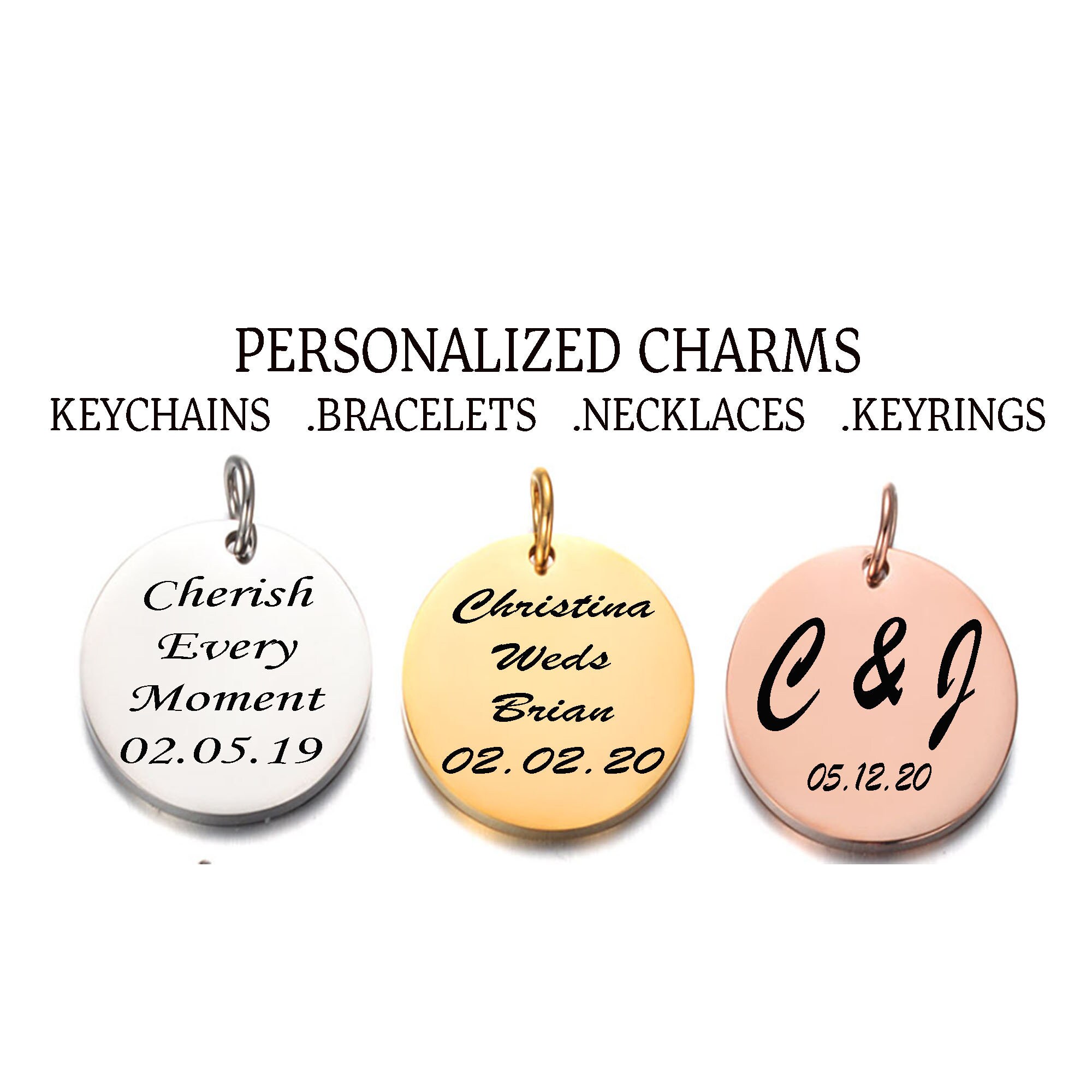 Wedding Charms Personalized Charms Custom Engraved Charms Etsy