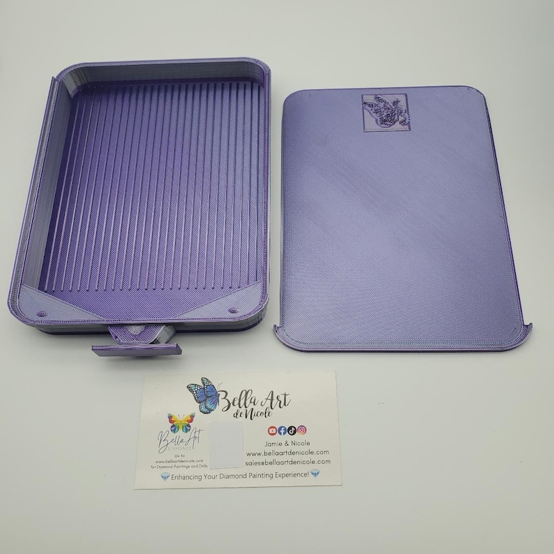 Bandeja para pintura de diamantes con tapa - Accesorio de taladro impreso en 3D apilable MAX Purple Silver